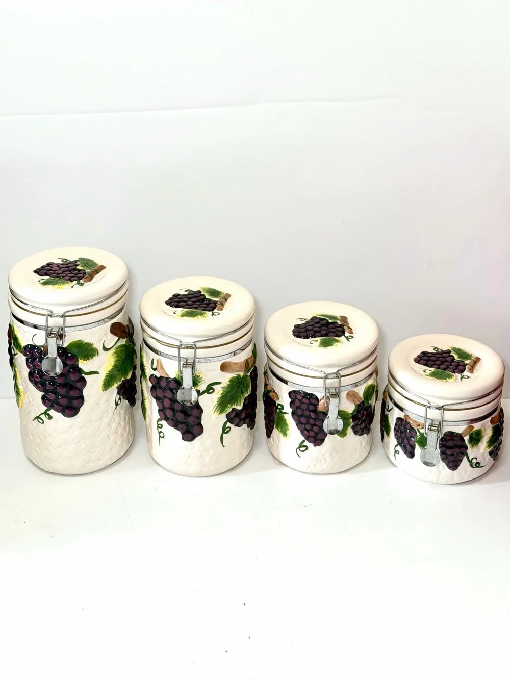 Vintage Home Essentials and Beyond Ceramic Canister Set - Lush Grapes 4-Piece